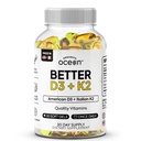 Organics Ocean Better D3 + K2-100% Organic VIT D3 e K2 Integratori con Biodisponibilità Massima - Supporta Densità di Bone, Equilibrio di Calcium, Immunità & Mood - 1-Pack, alimentazione di 30 giorni