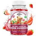 Gommie per bambini - con calcio, zinco, bambini multivitaminico con gommie di ferro - Supporto immunitario, Costruttore di sangue & supporto energetico per la carenza di ferro, Anemia, Vegan - 60 conte