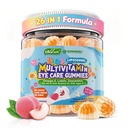 Bambini Multivitaminici con ferro, 450mg Algae Omega-3, Methylated B12, Folate, Fibra 2g, Probiotici, Magnesio, A, C, D, K, Zinco, Bambini Vitamine per la crescita, Cervello, Occhio, Gut, Immune, Zucchero Libero
