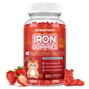 Gommie per bambini, Multivitaminici per bambini con ferro - Zinco, Vitamina B Complex, A, C, D, B6, B12, Estratto di curcuma, Biotina per il supporto per il sangue e l'energia, Deficienza di ferro, Vegan 60 ct