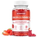 Gommie di ferro per le donne e bambini - Supplemento di ferro Gummies con Multivitaminico per il costruttore di sangue, energia, carenza di ferro e anemia - Zucchero Vegan Strawberry 60 ct