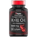Olio di Krill Antartico 1000mg - 120 Softgels con Astaxanthin | 1000mg Olio di Krill Rosso, 200 mg Phospholipids, 120 mg EPA, 80 mg DHA, 200 mcg Astaxanthin | Potent & Pure Omega-3 Cold Water Antarctic Krill