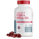 Bronson Omega-3 Fish + Krill Oil 1000 MG EPA DHA Astaxanthin Premium Blend - Joint, Brain & Eye Health - Non OGM, Heavy Metal Tested, 120 Softgels
