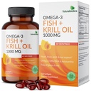 Futurebiotici Omega-3 Pesce + Krill Olio 1000 MG Omega-3 EPA/DHA & Astaxanthin - Non OGM, 120 Softgels (60 Serve)