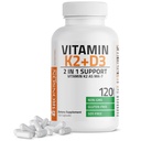 Bronson Vitamin K2 (MK7) con D3 Supplemento Non OGM Formula 5000 IU Vitamin D3 & 90 mcg K2 MK-7 Facile da ingoiare D & K Complex, 120 capsule