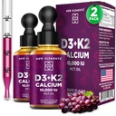 Nuovi elementi [2 Pack] Liquid Vitamin D3 K2 Drops with Calcium for Adults | Vitamina D3 10.000 IU | D3 K2 con calcio per la salute e l'immunità | Joint Health Supplement | Non-GMO | Vegan