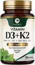 Vitamina D3 K2 - Vitamina D3 5000 IU Per Softgel - Supplemento vitamina D3 ad alta potenza - Vitamina D e vitamina K2 2 in-1 (MK7) - Facile da ingoiare, Bone e supporto immunitario - Bottigliato USA - 120 Softgels