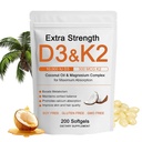 Vitamina D3 K2 Magnesium Complex, Extra Strength Wellness D3K2 con triplo Magnesio e Olio di cocco per assorbimento massimo, Supporto Bone & Salute Immune, Non OGM,Facile da Ingoiare, 200 Softgels