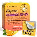 Vitamina D3 K2 Supplemento 5000 IU - Strisce Orali Fast-Absorbing per Bone & Heart Health - Vitamina D K2 Formula basata sulle piante - D3K2 - Vitamina D3 con K2- Non OGM - Zucchero-Free (30 Conte)