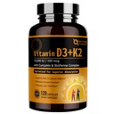 NATURA TARGET Vitamina D3 K2, High-Potency 10.000 IU D3, 100 mcg K2 (MK-7) Supplemento con MCT, La maggior parte della formula di sinergia assorbibile, Supporta Bone, Calcium & Immune Health, 120 capsule