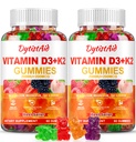 Vitamina D3 + K2 Gummies 2000 IU con Calcio + K2 (MK-7), Citrato di magnesio, Vitamina C, Zinc & Boron – Bone, Supporto Cuore e Immune – Vegan, Non OGM, Gelatin-Free, Supplemento senza zucchero, 120 Gummies