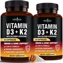 NUOVO AGE Vitamina D3 5000 IU + K2 MK-7 100 mcg - 2-in-1 Bone, Immune & Heart Support, Facile da ingoiare, Non OGM - 120 capsule