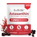 Astaxanthin 12mg, 120 Softgels, 4 mesi di alimentazione | Premium Astaxanthin Antiossidante Supplementi | Fresco Microalgae Fonte | Supporta occhio, Joint, Circulation interna, Salute della pelle