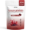 Rovina Astaxanthin 12mg, Astaxantina Antiossidante Integratori per Immune, Occhio, Supporti Pelle, Non OGM & Gluten Free - 200 Softgels