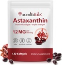 AIQIUSHA Astaxanthin Integra 12mg con olio di cocco, 120 Softgels, 4 mesi di alimentazione | Astaxantina naturale a tripla resistenza da Microalgae | Non OGM, Gluten & Soy Free