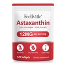 Astaxantina Premium Supplementi 12mg 120 Softgels, Astaxantina Antiossidante Supplemento per Occhi, Pelle, Giunto, Cervello, Fresco Microalgae Fonte per Cuore e Salute del sistema immunitario