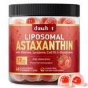 Astaxantina liposomiale Gummies, Astaxantina organica 12mg Integratori con Licopene, Glutathione per Antiossidante Potente, Plus Vitamine & CoQ10 per Occhi, Pelle & Salute Immune, Zucchero Libero, Vegan, 60