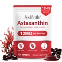 Integratori di astaxantina, Premium Astaxantina 12mg Antiossidante con attività antiossidante, Supporta l'occhio, Giunto, Immune, Salute della pelle, Circolazione interna, 1Pack(120 Softgels), Non OGM & No Gluten