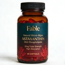 Fable Astaxanthin 12mg con Phospholipids - 5X Assorbimento, Micro-Algae naturale Sorgente Antiossidante per la pelle, Eye & Heart Health, 60 Conte