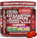 AstaZen Astaxanthin Gummies 12mg - con Lycopene, Vitamine A C D E, L-Tyrosine & Selenium - Supporto antiossidante Gummies - 60 Conte