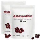2pack Astaxanthin 12mg, 120 Softgels, Antiossidante ad alta resistenza con olio di cocco, Formula naturale, Alta assorbimento per il supporto della pelle e dell'occhio, Formula naturale, Non-GMO, Gluten Free