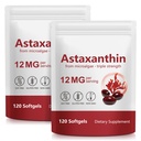 Astaxantina 12mg, 120 Softgels, (2Pack)Premium Astaxantina Antiossidante Integratori con Attività Antiossidante, Supporta Occhio, Pelle, Joint & Immune System Health, Fresh Microalgae Source, Non OGM