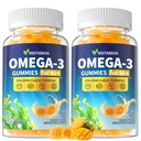 Omega-3 Gummies Supplemento per gli adulti 40+: 1280mg Vegan Omega3 Fatty Acid DHA EPA con vitamina D3 K2 Zinc Turmeric per il supporto sanitario generale - Fish Oil Alternative per gli uomini (120Count)