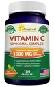 aSquared Nutrition Vitamin C Liposomal Complex - 1500mg Supplemento - 180 Capsule - Alta Assorbimento VIT C Acido Ascorbico Pillole - Supporti Immune System & Collagen Health - 90 Serve