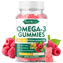 Vegan Omega-3 Gummies 1000mg, Omega 3 Fish Oil alternativa per gli adulti, Algae-Based DHA 600mg & EPA 300mg + Vitamine A, C, E, Zinco, Supporti benessere generale, No Fish Taste, 60 Count