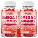 2 Confezione Vegan Omega-3 Gummies 1000mg, Omega 3 Fish Oil alternativa per gli adulti, pianta a base DHA 460mg & EPA 230mg w/Vitamina A, C, E, Fragola Flavor, 120 Conte