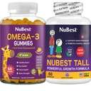 NuBest Bundle Bone Crescita - Crescita del cervello: Omega 3 Gummies Tall Nuovo look per bambini e adolescenti con calcio, collagene, erbe, Omega 3 Flaxseed olio