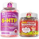 LILICARE Bundle: Mushroom Lions Mane + Zafferano + Algae Omega-3 Gummies + 5HTP Gummies per bambini e adulti