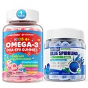 Omega 3 (EPA/DHA) Gummie riempite + Gummie di Spirulina Blu Biologico