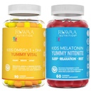 RUWAA NUTRITION Omega 3 Gummies, DHA Gummies e 1mg Melatonin Gummies | No Fish, No After-Taste, Non-Habit Forming, Gluten Free, Non-OGM, Made in USA.