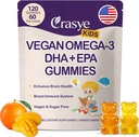 Omega 3 Gummies per bambini e adolescenti - Zucchero Omega DHA & EPA Supplemento Gummy per bambini cervello e immunità - No Fish Burps, Vegan - 120 Gummies