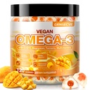 Vegan Omega-3 Gummies - Olio di pesce Omega 3 integratori alternativi per adulti - Algae DHA 600mg & EPA 400mg, Vitamina D3 K2 - No Fish Taste - per cervello, occhio, supporto immunitario - Sugar Free,120 Count