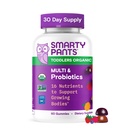 SmartyPants Organic Toddler Multivitamin Gummies: Probiotici, Omega 3 (ALA), Vitamina D3, C, Vitamina B12, B6, A, K & Zinc, Beta Carotene, Gluten Free, Tre Sapori di Frutta, 60 Conte (30 giorni di alimentazione)