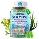 Sea Moss Gummies + Algae Omega-3 per le donne, Zucchero-Free Vegan 15-IN-1 Seamoss irlandese Superfood con/EPA DHA, Vitamine B12 D3, Turmerico, Elderberry, Burdock Root, Support Energy, Cervello, Immune 1 Confezione