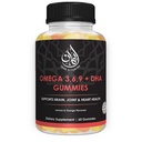 Halal Omega 3 6 9 + DHA Gummies per gli adulti | Supporta gli occhi, il cervello, Immune & Heart Health | Vegetariano & Gluten Free| Vitamina C, acidi grassi essenziali & pianta-Based | 60 Conte