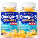 Vegan Omega 3 Gummies per i bambini 4+: Integratore di acido grasso naturale Omega-3 DHA EPA con vitamina D3 B12 zinco di Luteina Probiotico per la salute generale - nessun pesce Taste Multivitamin per i bambini (120Count)