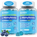 L Methylfolate Gummies & Methyl B12, attivo 5-Mthf metilato Folate 5mg supplemento per le donne uomini w/metil B Complex, clolina, magnesio, omega-3, metilico Folate per la metilazione, Focus, mood, Sugar Free,2Pack