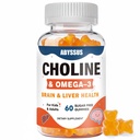 ABYSSUS Choline Gummies per bambini e adulti, Zucchero Free Choline Bitartrate Integratori con Algal Omega-3 DHA EPA & Active B6 B12, Brain & Liver Support, Vegan, 60 Count