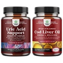 Bundle of Green Coffee Bean estrarre per Uric Acid Cleanse - Turmeric Tart Cherry & Celery Seed e Islandic Wild Caught Cod olio di fegato Softgels - Fish Omega 3 EPA DHA Vitamin D & A 1000mg Per Serving