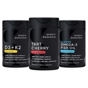 Sport Research® Multivitamin Pack w/CherryPure® Tart Cherry Fruit Complex 800mg, Vitamina D3 5000iu + K2 100mcg e Alaskan Omega-3 Fish Oil 1250mg - Non OGM · Senza zucchero · Senza glutine