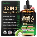 (4 Fl Oz) Soursop Bitters Liquid Drops 12 in 1 con Sea Moss, Moringa, Turmeric, Echinacea & Ashwagandha Extract - Tonico di erbe per il benessere digestivo & supporto immunitario