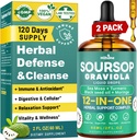 HIIHONE (2 Confezione) 12-in-1 Soursop Bitters Liquid Drops con Sea Moss, Black Seed Oil, Moringa per Cell Support & Regeneration, Immunity, Liver, Gut & Antioxidant - 2 Fl Oz