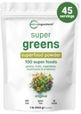 Micro Ingredienti Super Greens Powder, 1lb | 100 Superfood Blend con Verdi giornalieri, Frutta, Verdura, Funghi & Probiotici | Fonte di Proteine Vegane & Enzimi | Non OGM, Senza Glutine, Senza Additivi