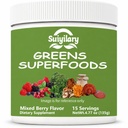 Polvere di Superfoods suiilary Greens per la salute digestiva, polvere di Super Greens senza zucchero, Spirulina, clorella per il supporto Bloating & Gut, supporto giornaliero per le donne, bacche miste (15 Serve)