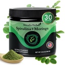 Spirulina Organica + Polvere verde di Moringa organica, senza glutine, vegano amichevole, disintossicante & digerente, Superfoods 30 Servings Made in USA