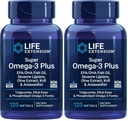Estensione della vita Super Omega-3 Plus EPA/DHA Fish Oil, Sesame Lignans, Olive Extract, Krill & Astaxanthin - Cuore, Cervello & Joint Health Support - Gluten-Free, Non-GMO - 120 Softgels,(Pack of 2)